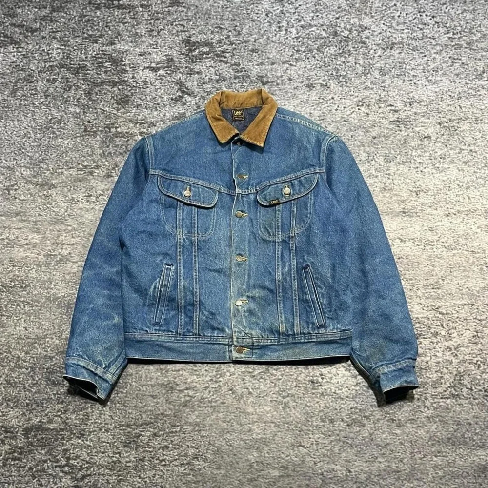 Vintage Lee Denim Trucker‎ Jacket Mens Large Blue Faded Blanket Lined Western